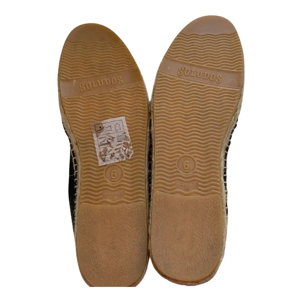 Soludos Winking Eye Espadrilles SZ 6 BlackFlat Jason Polan Canvas Shoes Blinking